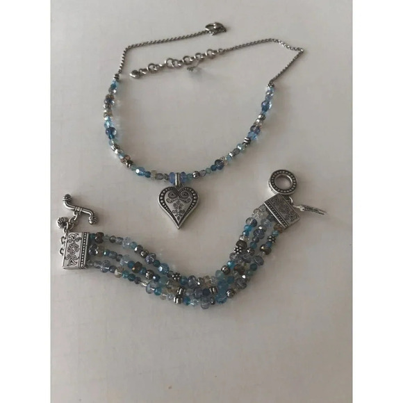 NWT Brighton OPHELIA JEWELS Blue Crystals Toggle Bracelet & Necklace Set. - Picture 3 of 11